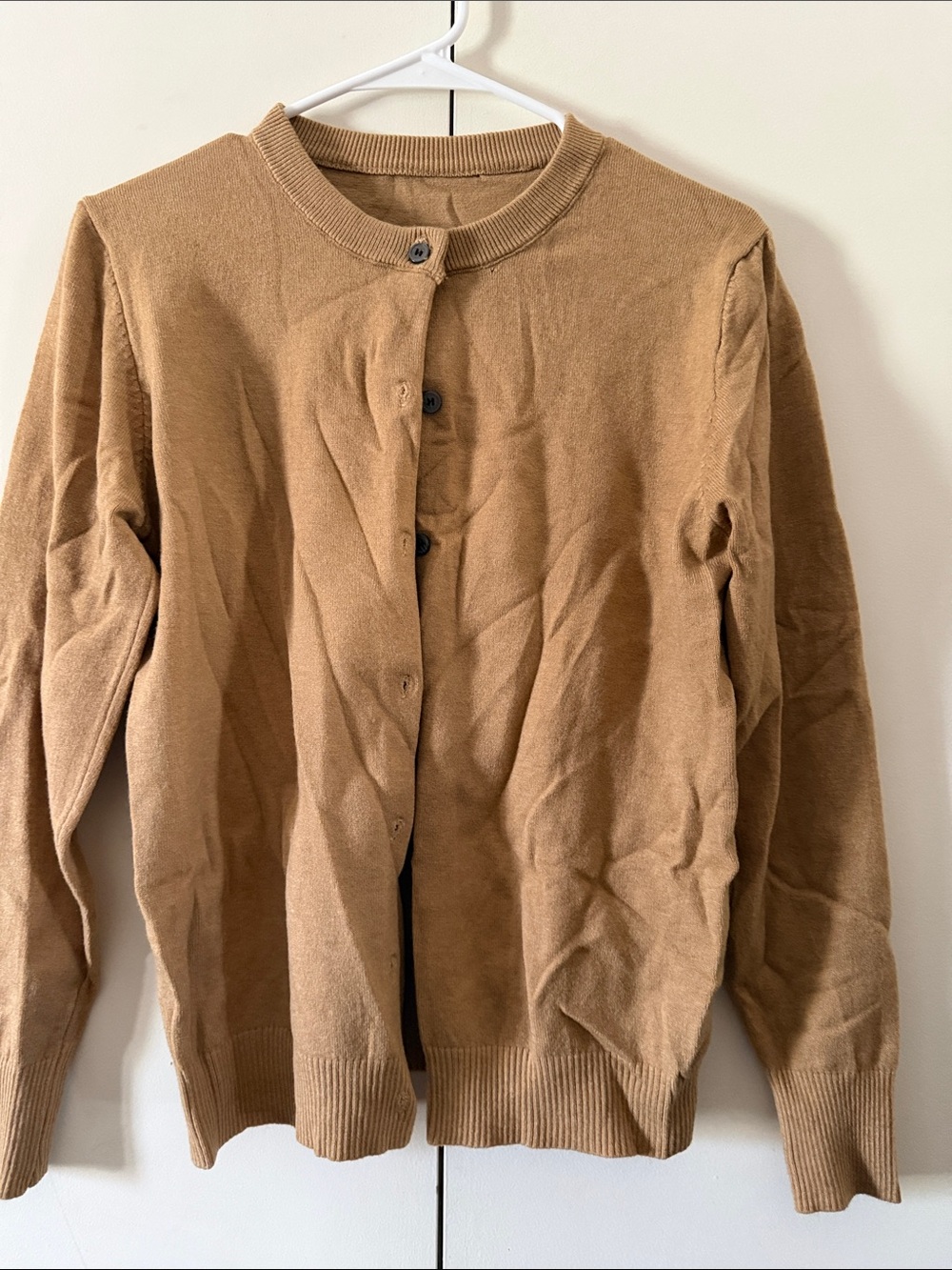 SHEIN Men's Camel Button-Up Cardigan Sweater